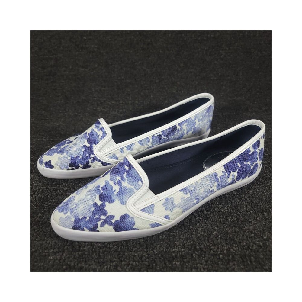 Michael Kors Size 7.5M  Flats Slip On Canvas Shoes Blue White Floral Print